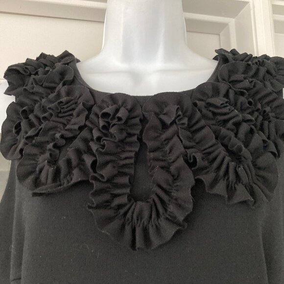 Adrienne Vittadini Black Sleeveless Knit Embossed Yolk Little Black Dress 10 - Picture 3 of 9